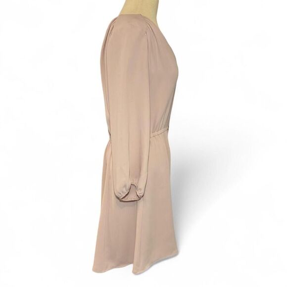 Aritzia Babaton Camille Day Dress Long Sleeve Light Pink Button Front Mini Sz L - Picture 5 of 8